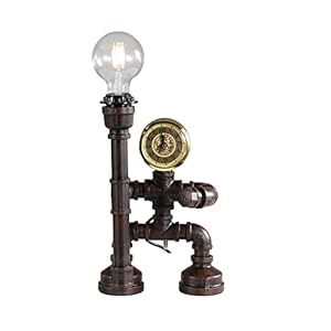 Kaj Hejmo Water Pipe Robot Style Tafellamp Vintage Industriële Tafellamp Steampunk Lamp IJzer Retro Nachtlampje voor…