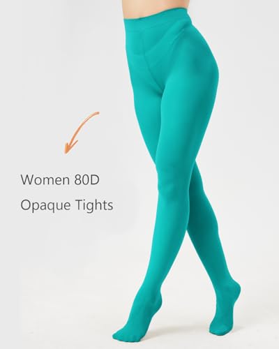 Image of DUCMODA Womens 80 Denier Opaque Tights, Women's Soft Solid Color Footed Pantyhose, High Waist Stocking with 30+ Colors