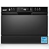COMFEE’ Countertop Dishwasher, Energy Star Portable Dishwasher, 6 Place Settings & 8 Washing Programs, Speed, Baby-Care, ECO& Glass, Dish Washer for Dorm, RV& Apartment, Black