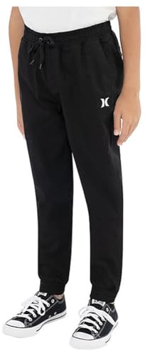Hurley Boys' Woven Jogger Pants, Solid Black, Medium
