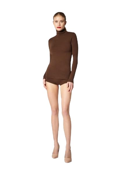 Wolford The Merino Top Long Sleeves for Women Wool Turtleneck Seamless Slim Fit Layering Shirt Warm Base Layer Sweater