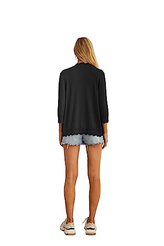 Grecerelle GC8083-C-BLACK-S-FBA2 Women'S 3/4 Sleeve Summer Cardigan Lightweight Casual Open-Front Cropped Shrug Sweaters thumb #5