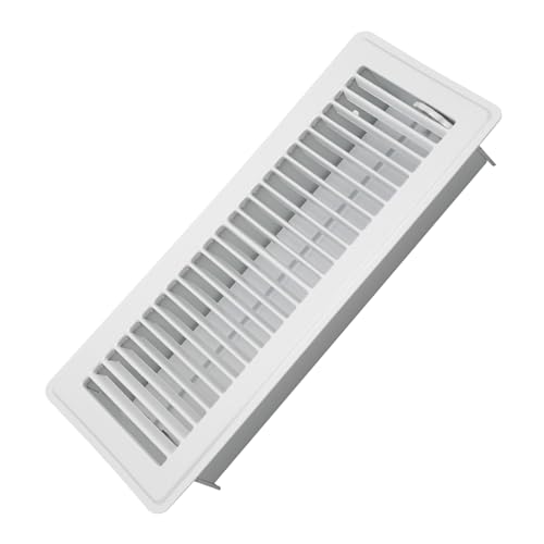 Howeall 4 x 12 Floor Register - Heavy Duty Steel Walkable Floor Vents - Easy Adjust Air Supply Lever - Vent Covers for Home (White)