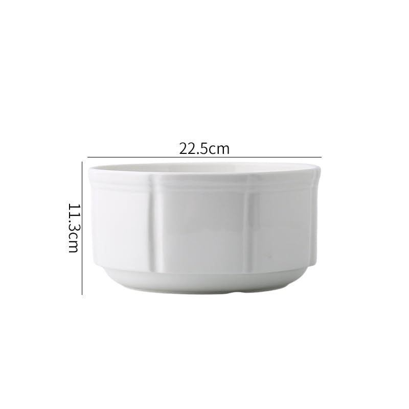 Duże Miski Sałatkowe Miska na Zupę Hotel Ceramic Soup Bowl White Salad Bowl Restaurant Appetizer Bowl Dessert Bowl Miski Kuchenne Miska do Sałatek, Owoców,