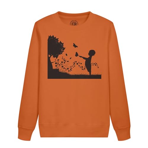 Sweatshirt enfant silhouette et papillons dans un pré fleuri pour le quotidien