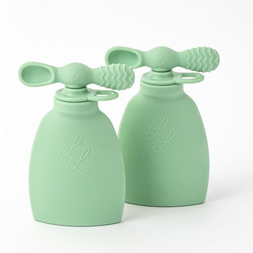 Image of Lowcountry Littles Nontoxic Reusable Baby Food Pouches - Premium Food Grade Silicone - BPA & PFAS Free - Leak-Proof Design - Easy to Clean and Dishwasher Safe (Green)