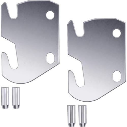 HEJIGOOD Set of 2 Zinc Plated Metal Claw Hook Plates for Wood Bed Rails Universal Replacement 13 Gauge Iron Hook Plates with Pins