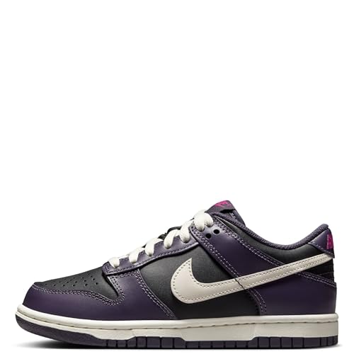 Nike Dunk Low Big Kids' Shoes (FB9109-003, Black/Dark Raisin/Sail/Pale Ivory) Size 6