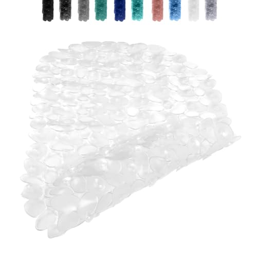 AMFUN Tapis de baignoire antidérapant transparent avec ventouses, lavable en machine, résistant à la moisissure 65 x 35 cm
