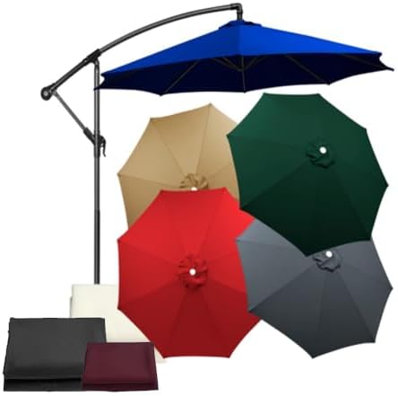 Replacement Canopy for 8ft/9ft/10ft Patio Umbrella - Durable Sunshade Cover for 6 or 8 Ribs Outdoor Cantilever Umbrella - Waterproof Blue Fabric for Backyard & Pool Use (300cm/10ft)