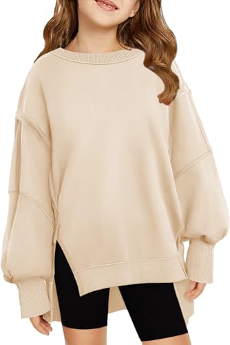 Sweatshirts For Teen Girls Trendy Crewneck Oversized Kids Tops Long Sleeve Cute Fall Clothes