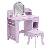 Ensemble Coiffeuse avec Tabouret Assorti pour Enfants: Ce ensemble complet comprend un tabouret assorti à la hauteur parfaitement adaptée aux enfants. Avec ses dimensions de 101x80x40 cm, cette coiffeuse pour petites filles crée un espace de rêve dans la chambre, la salle de jeux ou même le salon. Idéale pour les enfants de 3 à 9 ans, elle encourage l'imagination et la confiance en soi.