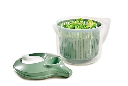 Foto von Snips Wash&Dry Salatschleuder, 3 Liter, 0% BPA Kunstoff, Transparent mit grünem Deckel - Made in Italy