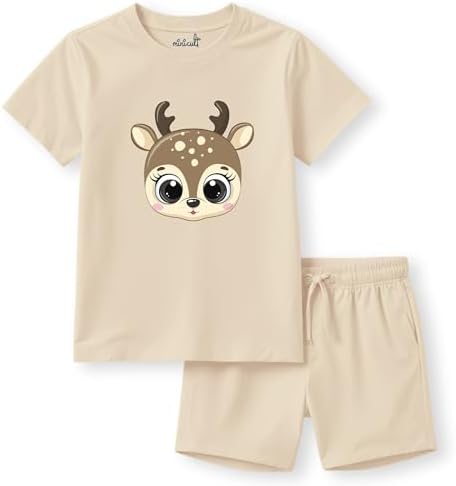 minicult kids Kids Cotton Shorts and Matching Tshirt Coord clothing set with Cute Prints Clothing Set (200gsm Cotton Fabric)