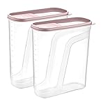 BH | Food Storage Box with Flip Top Lids | 2-Pack | 6L (L:23cm W:11.5cm H:30cm) | Cereal Dispenser | Clear Plastic Storage Containers | BPA Free | Microwave, Freezer & Dishwasher Safe - by Best House