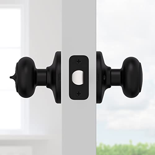 Image of Kwikset Cove Interior Privacy Door Knob with Lock, Door Handle For Bathroom and Bedroom, Matte Black Keyless Turn Lock Doorknob