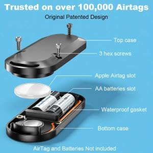 Image of ZORBES Magnetic DIY Tracker Case, Compatible with Airtag, DIY GPS Tracker Housing, Battery Operated, Waterproof Design, Modified AirTag Module Enclosure with Keyring, Double Sided Adhesive Tape