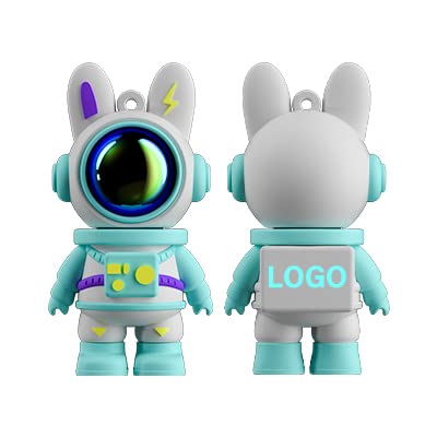 Custom Personalized Flash Drive, Bilious Cute Space Rabbit Style USB 3.0 Thumb Drive (64G-3.0, Cyan-Custom)