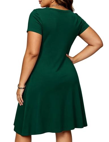 Image of Afibi Womens Short Sleeve Loose Pockets Dress Casual Swing T-Shirt Dresses