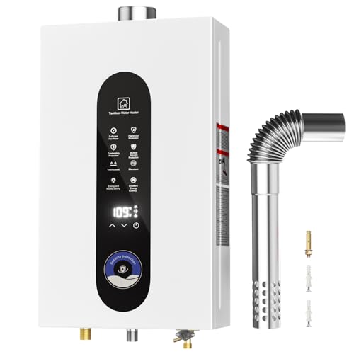 Tankless Water Heater Propane Gas, 16L Instant Hot Water Heater with Fahrenheit Digital Display...