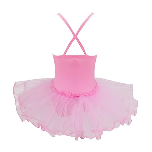 Justaucorps de danse classique haut de gamme avec tutu rose et dos croisé pour fille