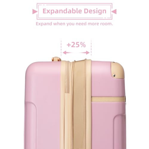 Image of LARVENDER Carry On Luggage 22x14x9 Airline Approved with Spinner Wheels, Expandable 20 Inch Luggage with TSA Lock, Hardsidel PC+ABS Carry On Suitcases for Women Men, Pink Blush