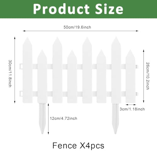 Image of HASTHIP Outdoor Garden Fence Border - Garden Edging Fence Decorative - White Picket Panels Resistant PVC Decorative Flower Bed Fencing for Pathway,Yard,Lawn (8 Pcs)