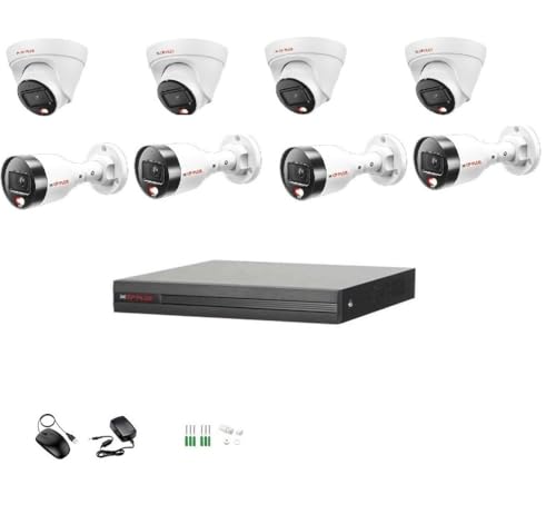 Image of CP Plus 8 CH NVR with 2MP IP Wired Colour Vision in Night with Audio(Built in Mice) 8 CCTV Camera Set with (8 CH NVR,Outdoor bullete-4Nos,Indoor Dome-4Nos(Without Hard Drive)