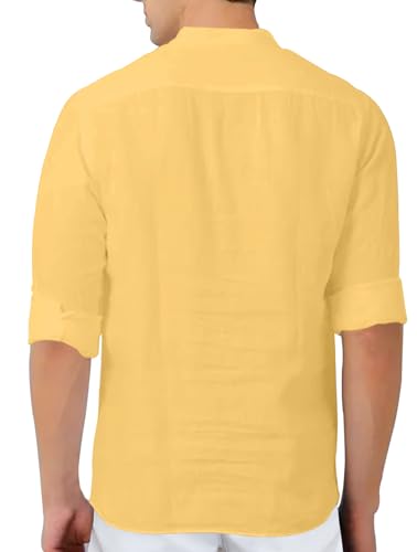 Image of FINIVO FASHION Men's Cotton Blend Solid Full Sleeve Combo Short Kurta Shirt, Regular Fit Solid Pattern Mandarin Collar Straight Kurta Shirt