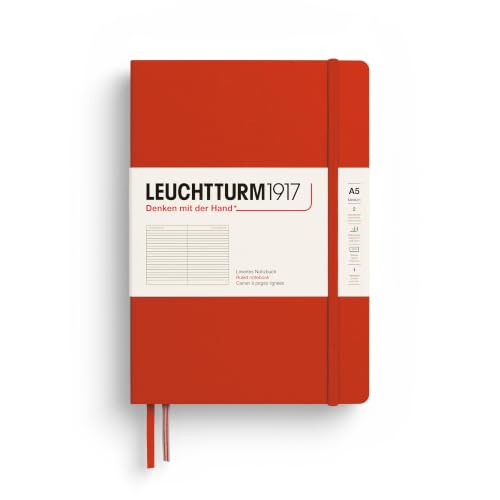 LEUCHTTURM1917 - Notebook Hardcover Medium A5-251 Numbered Pages for Writing and Journaling (Fox Red, Ruled)