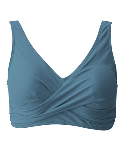 Image of Fanuerg Women's Twist Front Bikini Top V Neck Push Up Padded Swimsuit Top Bathing Suits
