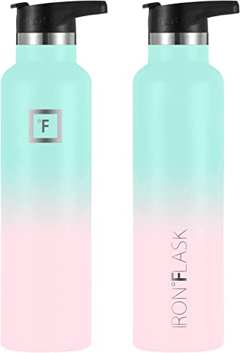 Iron °Flask Sports Water Bottle - 24 Oz, 3 Lids (Straw Lid) - Leak Proof, Durable Double Walled Stainless Steel - Gym Bottles For Men, Women & Kids - Insulated Thermos, Hot & Cold Hiking Canteen #TOP3