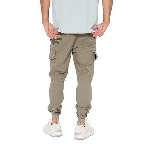 Lexiart Mens Fashion Joggers Pants Cargo Hiking Pants Drawstring Sports Long Sweatpants Workout Track Pants For Gym Training Green #TOP6