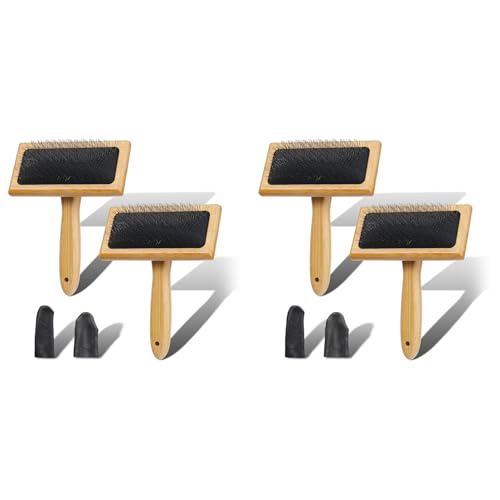 Kznifmk 4 Cardadores de Lana de Madera, para Lana, Fibras, Gatos, Perros, Cepillos de Lana de Madera para Manualidades de Hilado de Fieltro de Lana