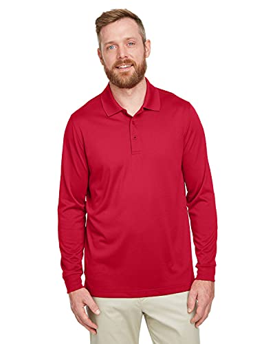 Polo Long Sleeve Harriton rouge élégant pour activités outdoor en taille L