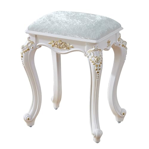 Asiento acolchado de terciopelo suave y ergonómico para tocador con patas estables de color blanco