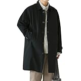 [WINROMTICO] トレンチコート メンズ ジャケット スプリングコート ステンカラーコート ロング丈 防風 アウター 折り襟 ビジネス カジュアル 大きいサイズ 無地 春秋 通勤 通学
