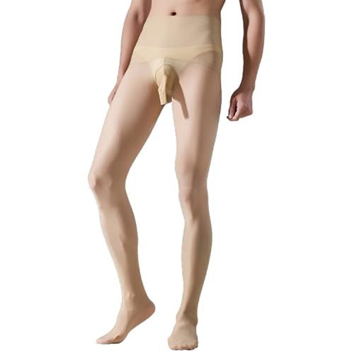 Men's Sexy High Waisted Seamless Pantyhose Shiny Glossy Stockings Nylon Sheer Tights with Sheath3