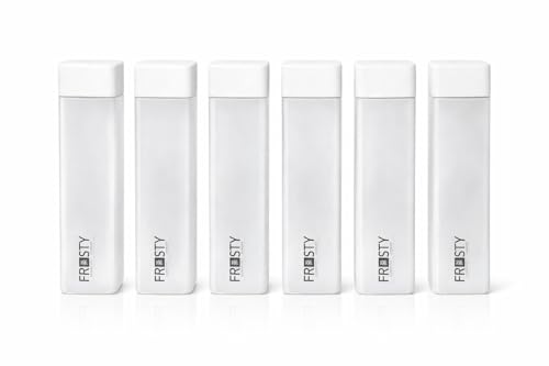 Image of Frosty Square Fridge Water Bottles Set of 6 | 1 Litre BPA Free Plastic Fridge Bottles | Slim Refrigerator Water Bottle Set for Home & Office | Gym Bottle | Kitchen (BABY PINK) (WHITE)