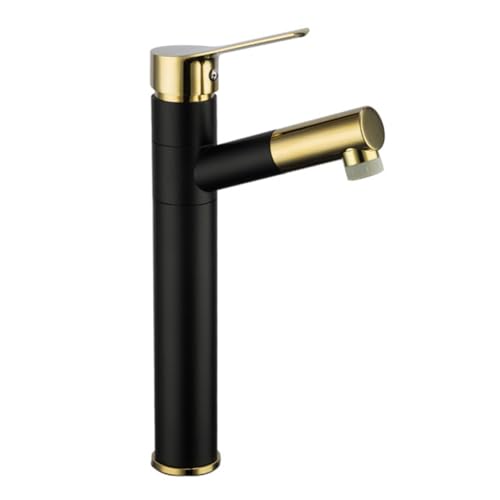 MMRTDJDR Grifos para Lavabo con rociador extraíble Grifo para Lavabo de baño Grifo Monomando para Lavabo Alto de latón con rociador Extensible de 2 Funciones, Agua fría y Caliente, con mangueras