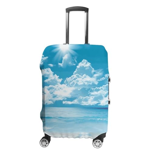 Anti-Scratch Luggage Cover Tropical Seascape Printed Luggage Case Protector Washable Suitcase Covers Elastic Suitcase Protector for Size M (22-24 inch) Luggage