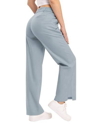 TBMPOY Women's Linen Palazzo Pants High Waisted Work Business Casual Dress Pants Wide Leg Lounge Trousers with Pockets