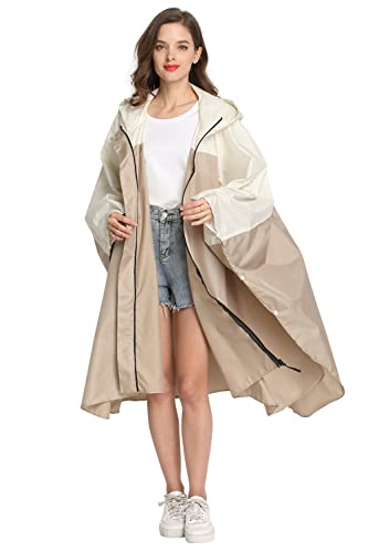 Image of Rain Poncho Hooded Waterproof Raincoat Jacket for Adults with Zipper