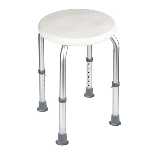 Fabulcozy Siège de Douche Tabouret de Douche Rond Hauteur Réglable 136kg Chaise de Douche Antidérapant Aide à la Douche en Alu et PE