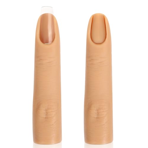 Giantree Lot de 2 faux doigts d'entraînement en silicone souple pour ongles en acrylique, modèle de main d'entraînement flexible et flexible pour la...