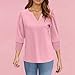 Women Shirts Loose 2025 Summer 3/4 Sleeves Blouse Lightweight Dressy Casual Trendy T Shirts V Neck Comfy Tops