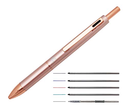 KenTaur Multi-Color Pen In One (Rose Gold) 5 In 1 Multifunction Pen with Black, Blue, Red, Green Ballpoint Pen and 0.7mm Mechanical Pencil - Uses D1 Refills