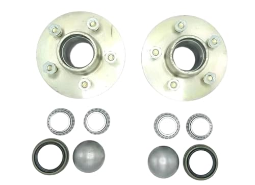 YllJYK 33667-MH-KITX2 Pair - Mobile Home Conversion Hub Kits 5 Lug 5 x 4.5 inch Idler Axle, 1 3/8 inch Inner Bearing L68149, 1/4 inch Outer Bearing LM67048, 10 - Matching 1/2 inch Lug Nuts