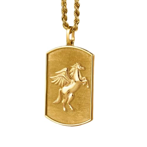 Collier pendentif Pégase gravé en argent plaqué or, le cadeau idéal