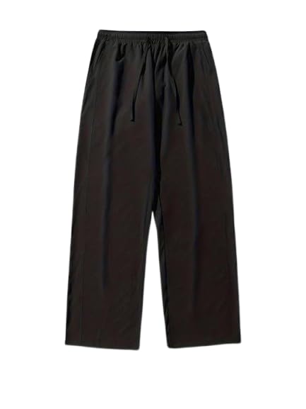 men solid regular fit track pants | cotton blend comfortable casual trousers with drawstring waist | black & grey